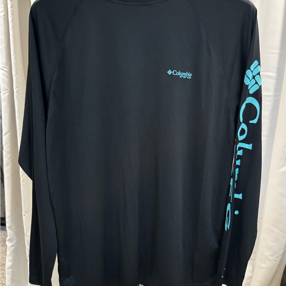 Columbia Black Long Sleeve Tee with Teal Logo